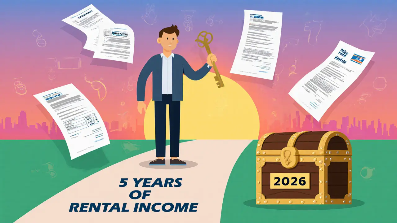 Инвестор идет по пути аренды к возврату 20% налога в 2026 году, с документами и ключом от квартиры.