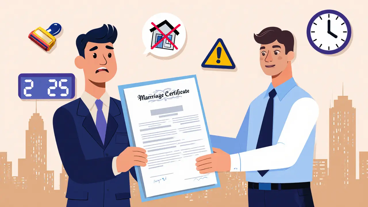 Мужчина получает дубликат свидетельства о браке в ЗАГСе после отказа нотариуса.