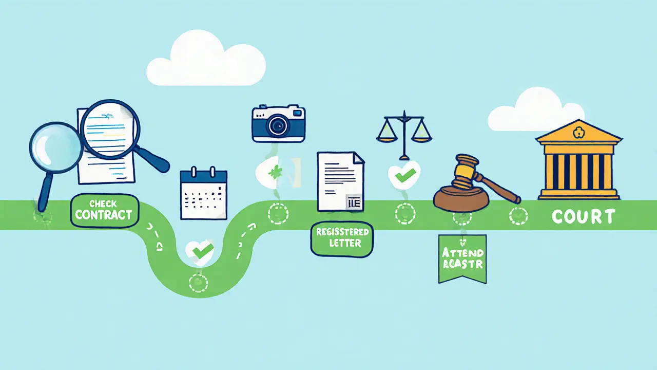 Пошаговая схема расторжения договора аренды в виде иллюстрированного пути.