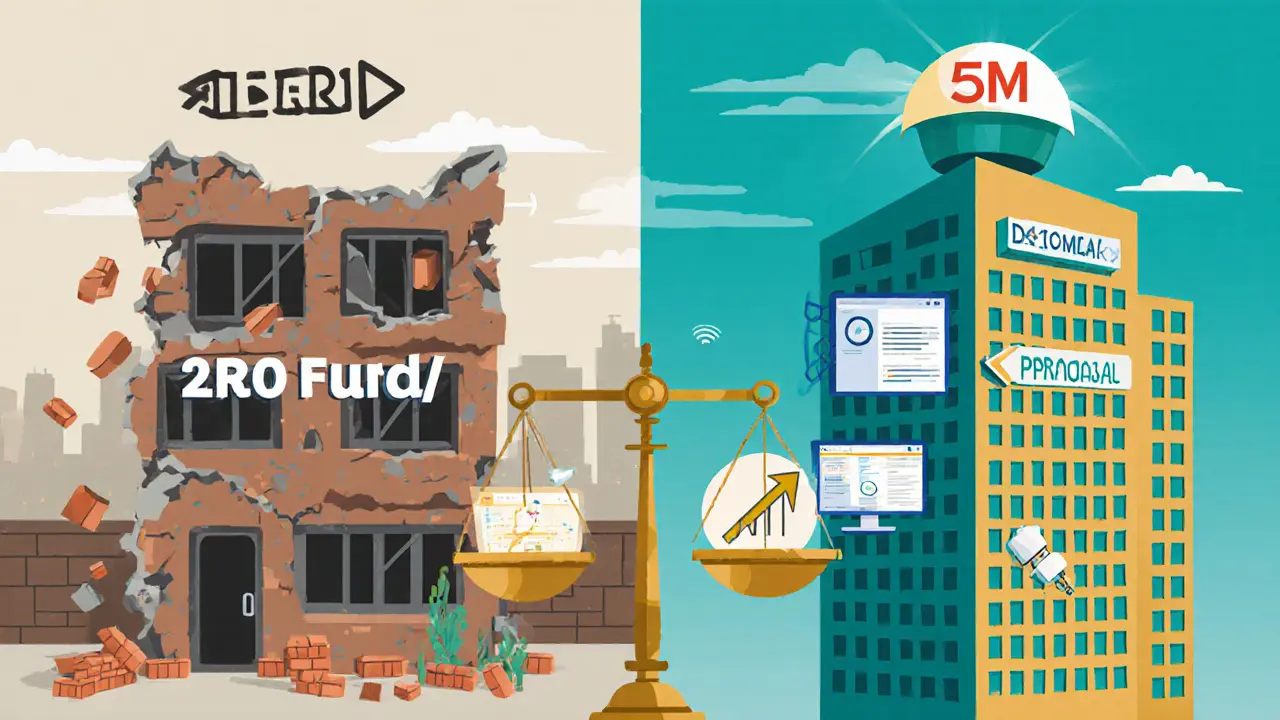 Сравнение старой и новой СРО в 2025 году: устаревшая система с малым фондом и современная с цифровым мониторингом.