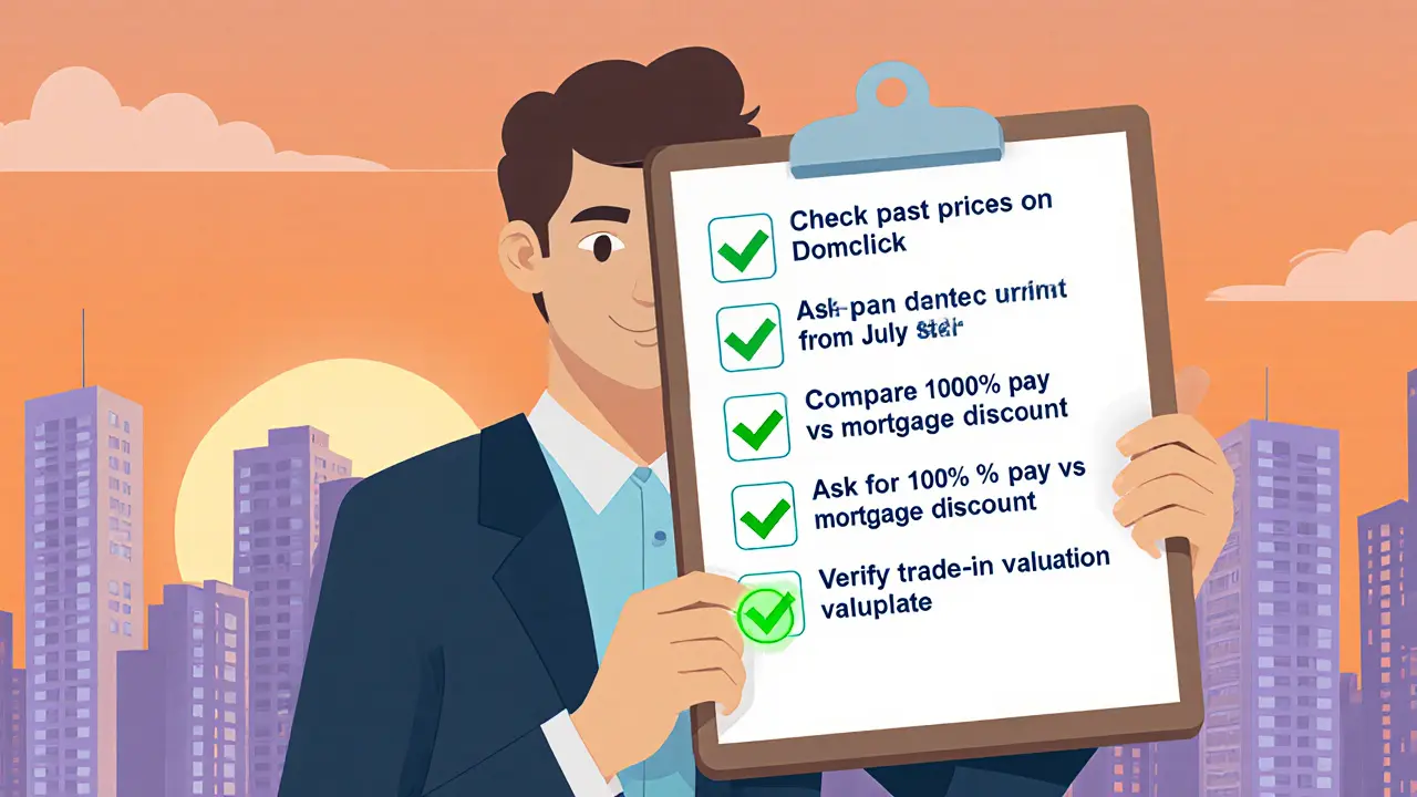 Покупатель проверяет чек-лист: сравнивает цены, просит договор, учитывает оплату наличными.