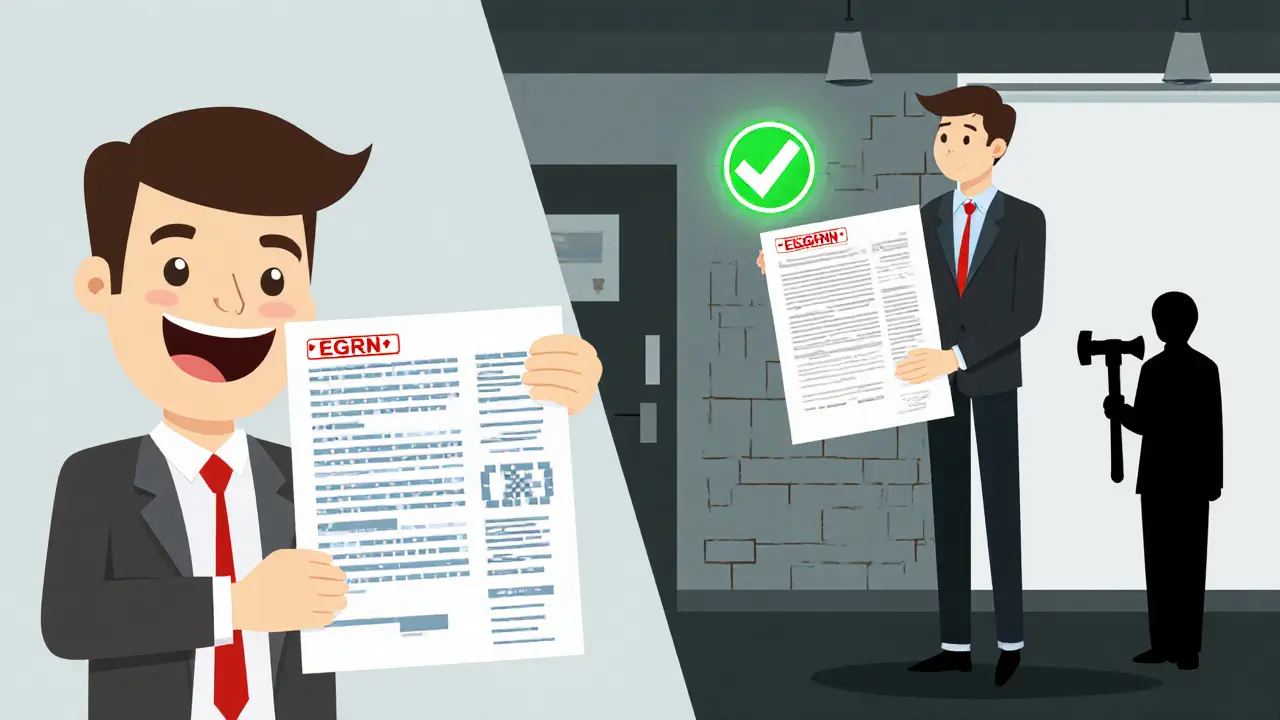 Продавец передаёт поддельный план, а покупатель получает настоящую выписку из ЕГРН