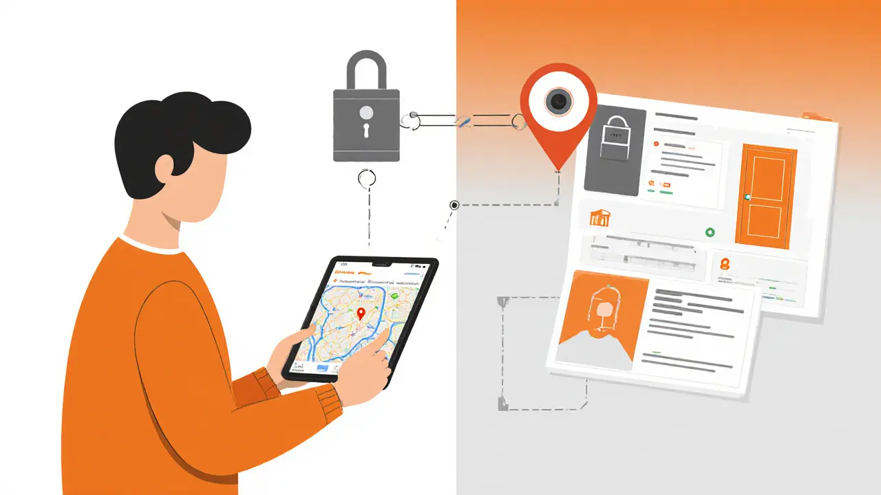 Владелец недвижимости смотрит на планшет с уведомлениями о заселении и платежах