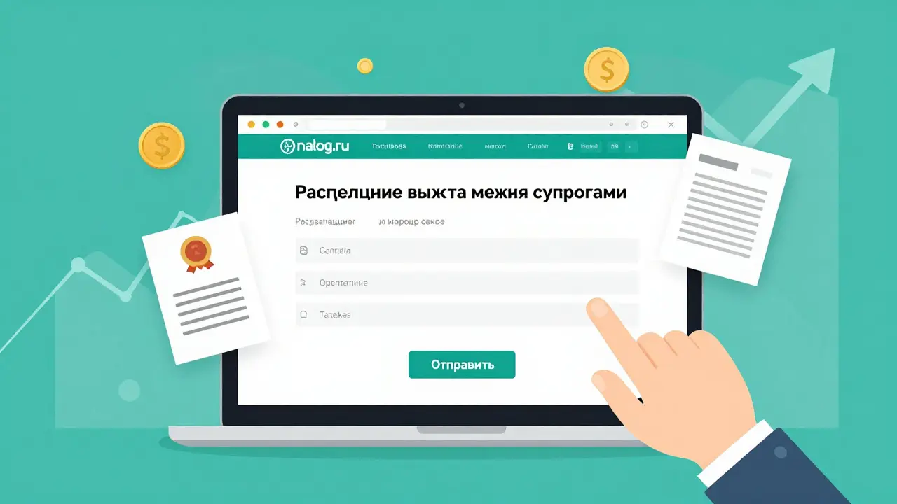 Личный кабинет налогоплательщика на экране ноутбука с загруженными документами.