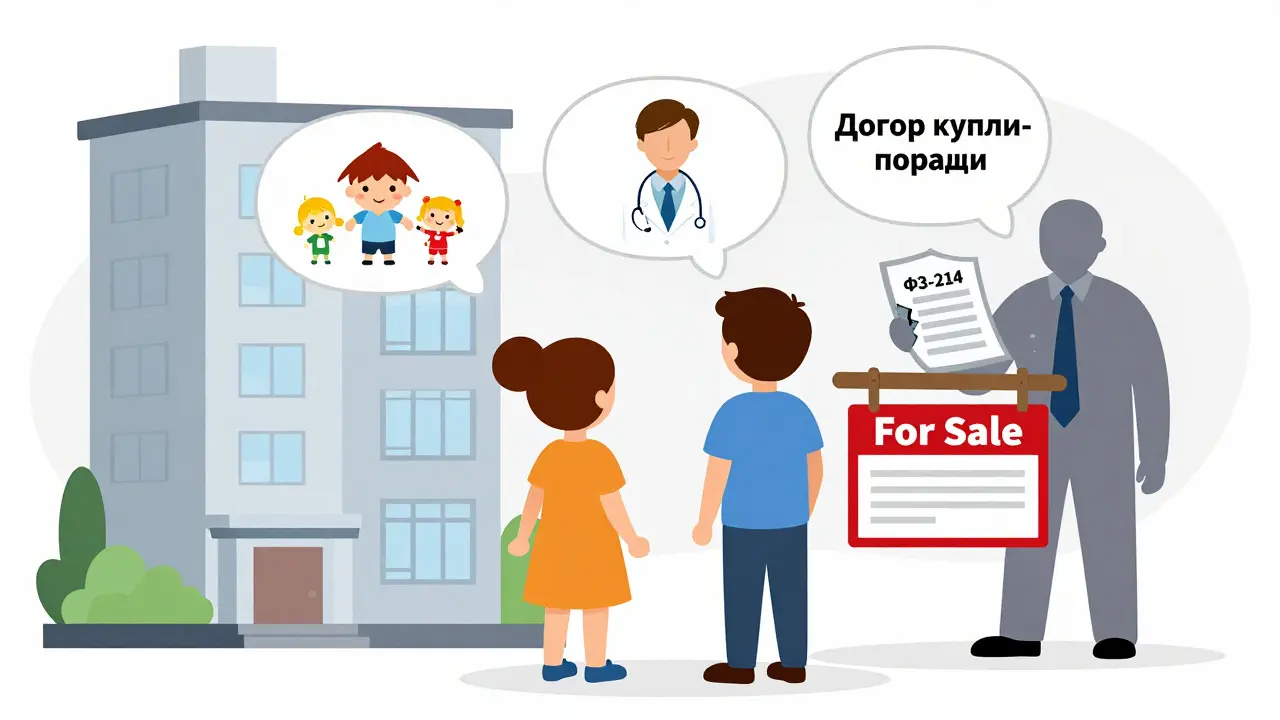 Семья выбирает между квартирой и апартаментами, застройщик скрывает отсутствие защиты по ФЗ-214.
