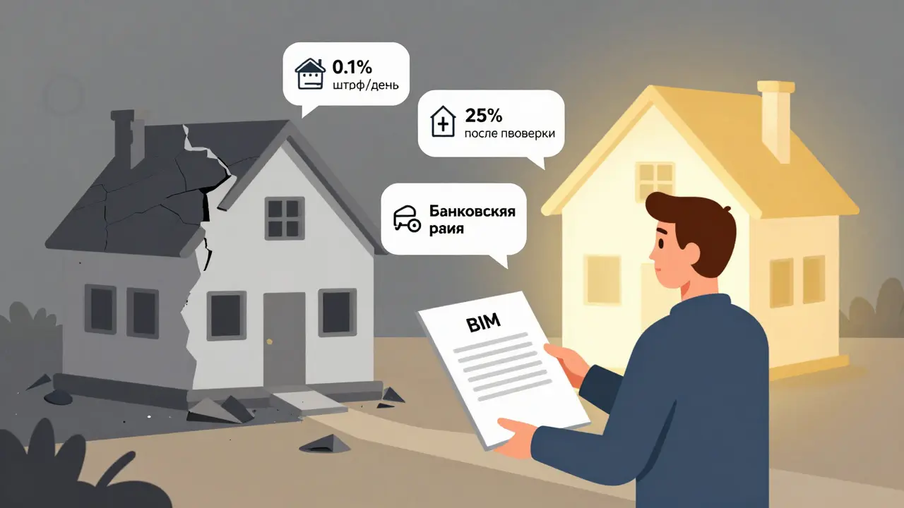 Договор с ключевыми условиями: штрафы, оплата по этапам и гарантии — безопасный путь к дому.