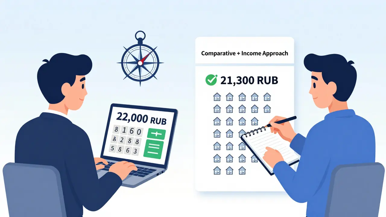 Сравнение ошибочного расчета онлайн-калькулятора и точного расчета по данным с 30 аналогами, с компасом методов оценки.