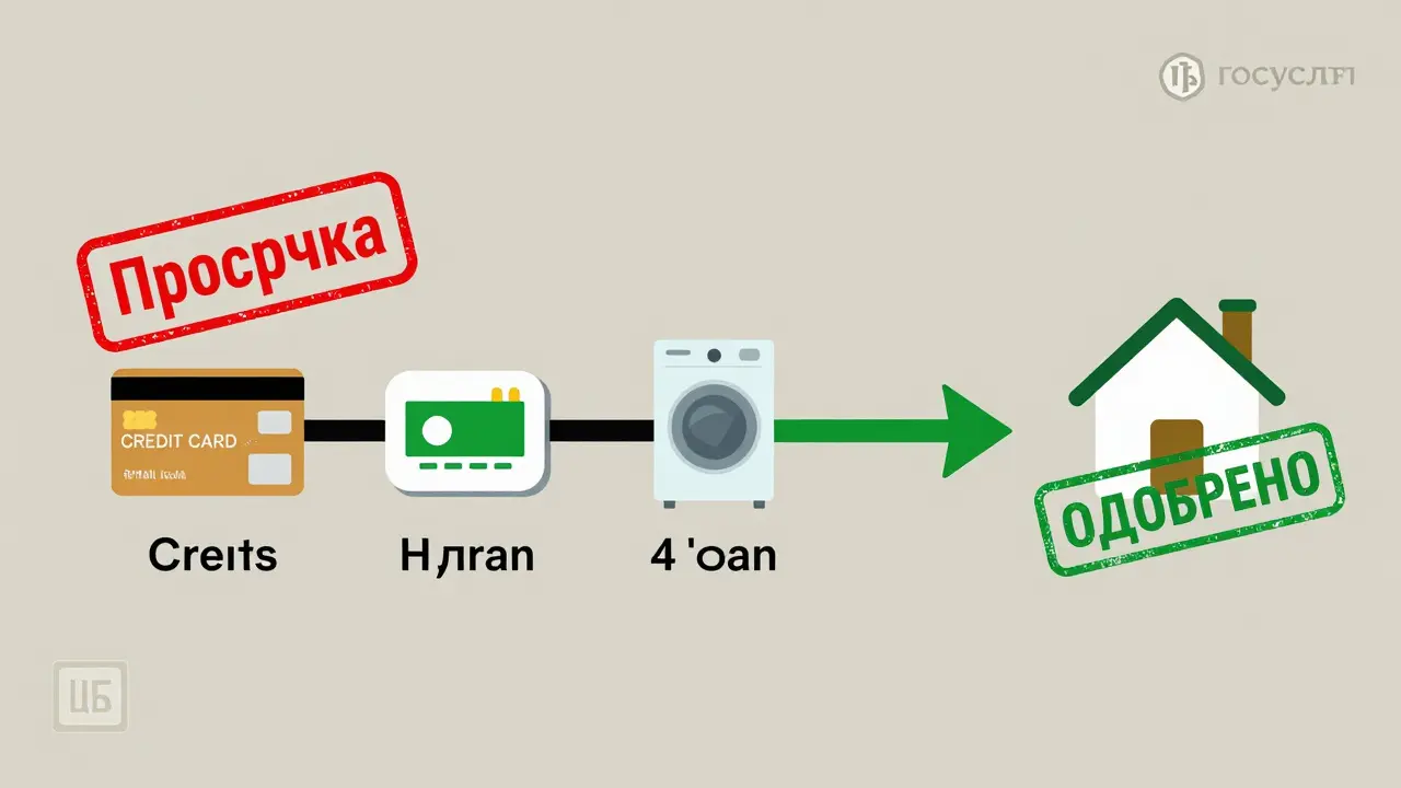 Таймлайн улучшения кредитной истории: от ошибок к одобрению ипотеки.