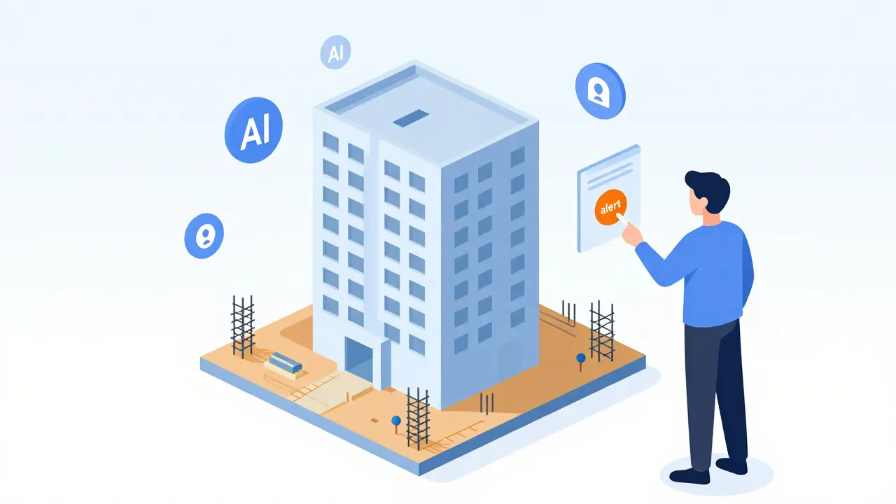 Цифровой двойник здания анализирует строительные элементы, а дольщик отправляет уведомление о несоответствии.