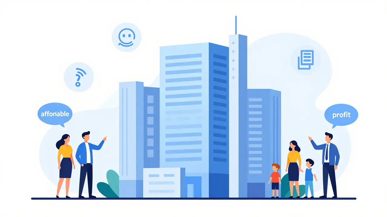 Гибридный дом 2026 года с признаками тишины, тепла и высокой ликвидности, изображённый в стиле плоской иллюстрации.