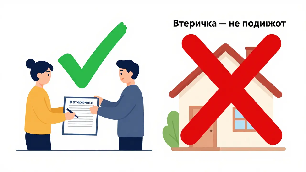 Сравнение: пара оформляет ипотеку на новостройку — одобрено, и продажа на вторичном рынке — запрещено.