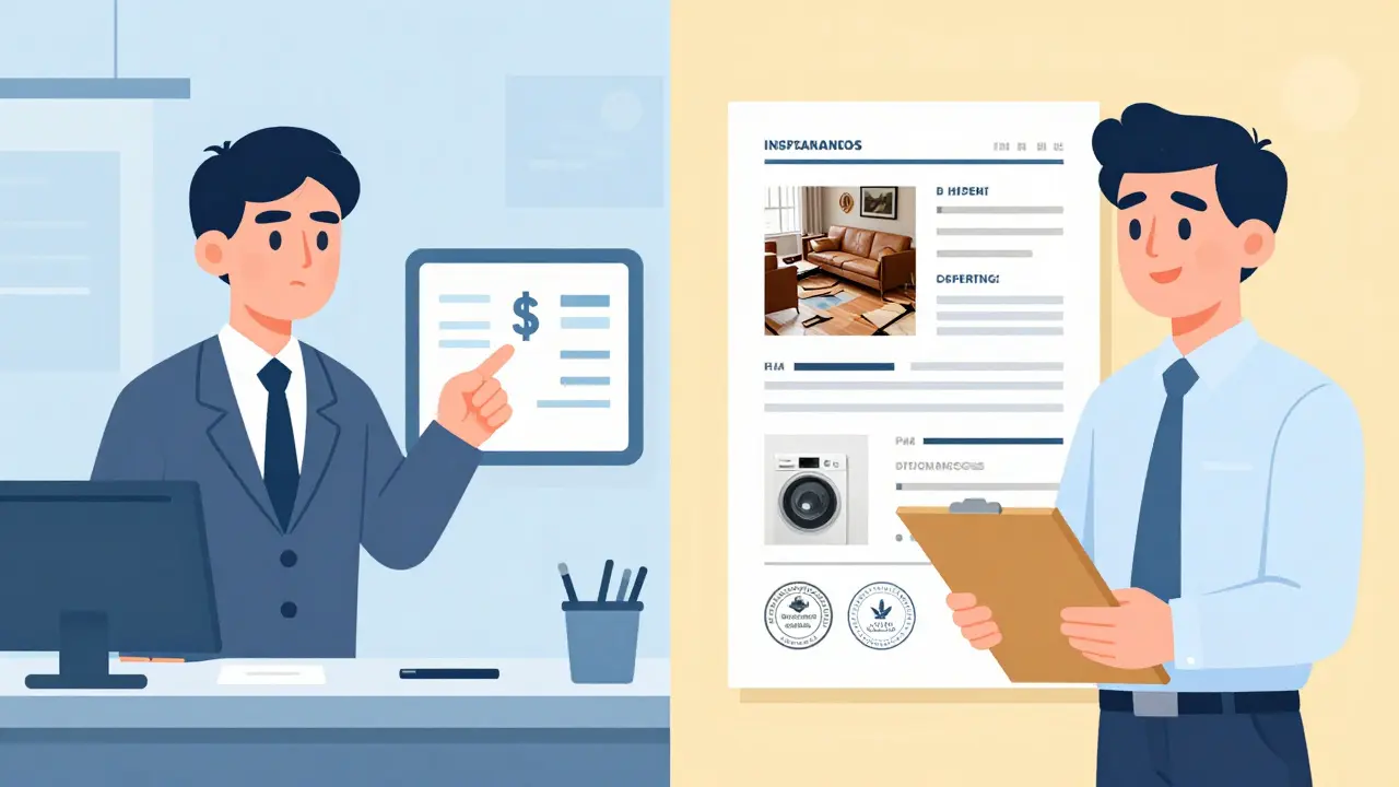 Сравнение: страховая компания предлагает маленькую выплату, а эксперт показывает полный список ущерба с доказательствами.