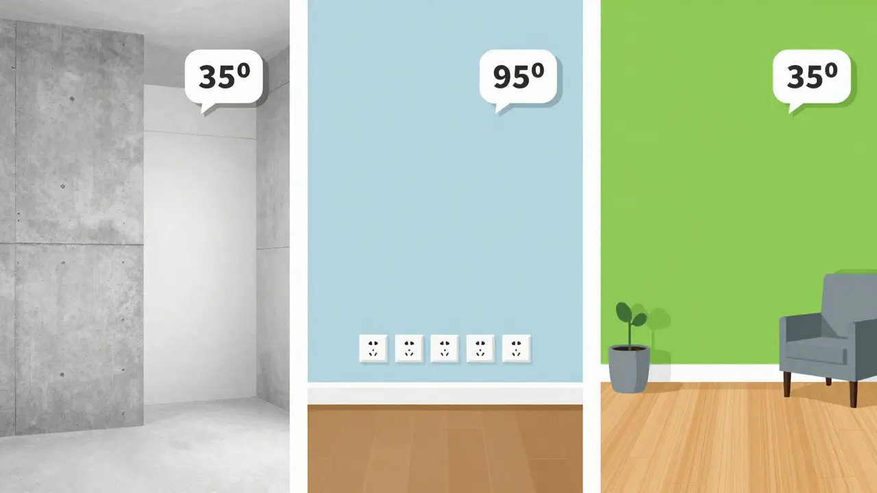 Сравнение трёх типов отделки: черновая, белая коробка и чистовая с ценами и визуальными отличиями.