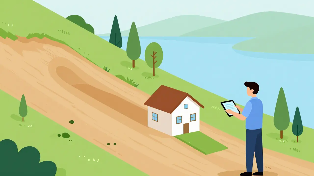 Архитектор проектирует дом на сложном рельефном участке в стиле иллюстрации