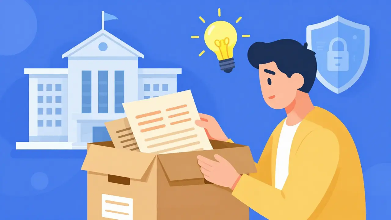 Человек находит старые документы в архиве для снижения суммы налога