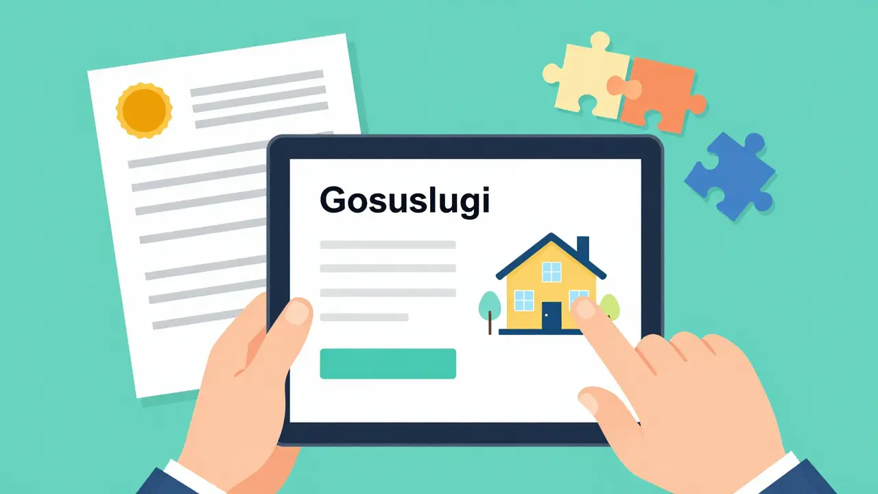 Цифровое оформление документов и распределение долей в квартире в стиле флэт-дизайн