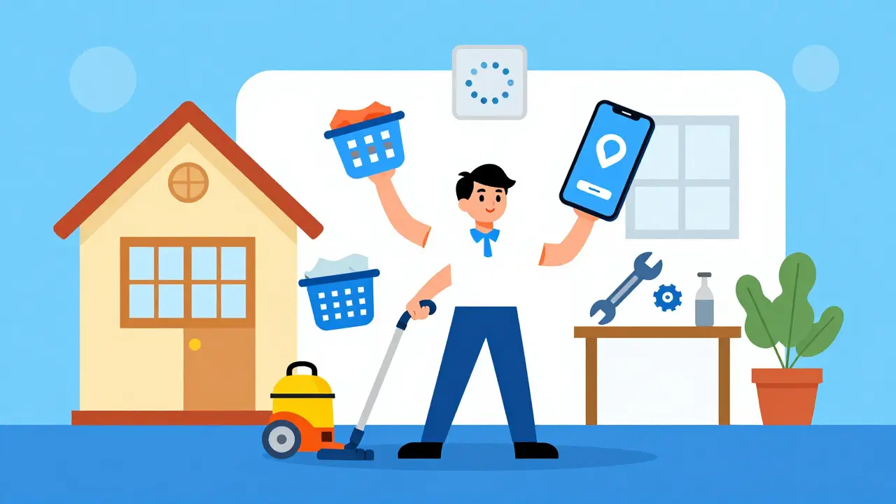 Персонаж-отельер управляет уборкой, бельем и маркетингом в арендованном доме