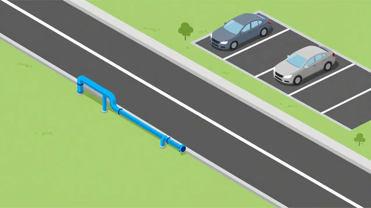 Схема дороги и подземных коммуникаций поселка в стиле флэт