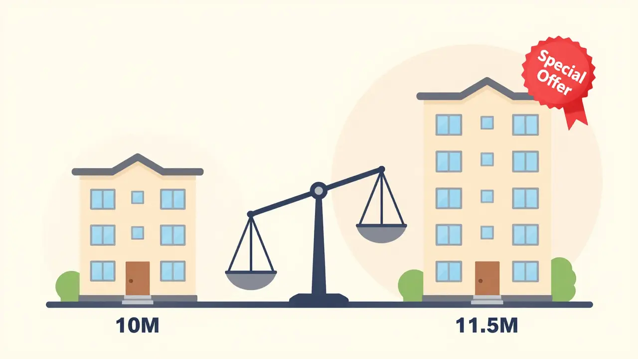 Сравнение двух квартир на весах: обычная цена против завышенной с субсидией