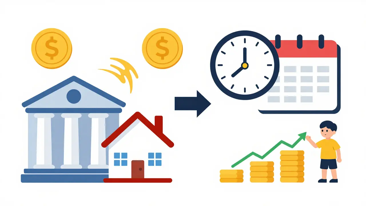 Сравнение скорости покупки жилья через ипотеку и напрямую в стиле иллюстрации