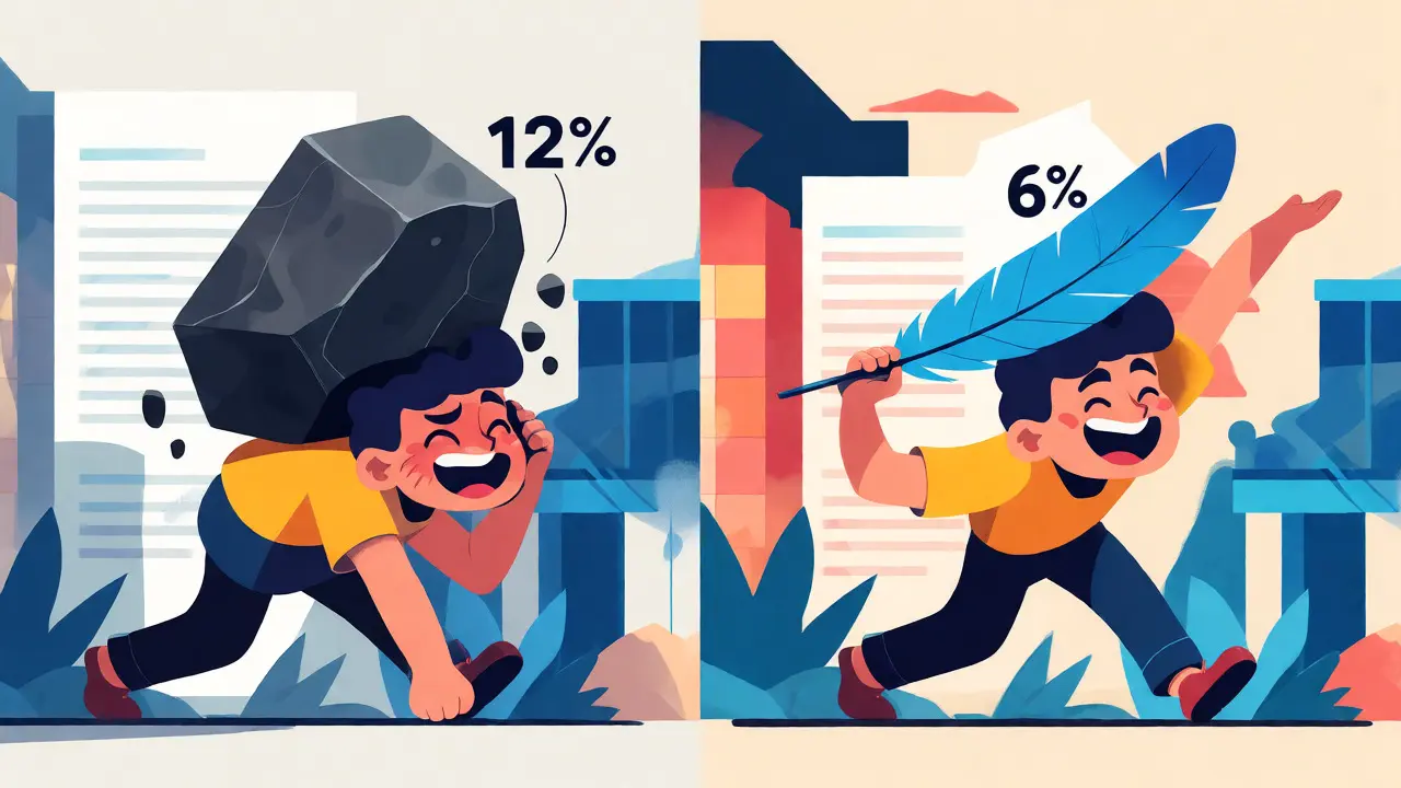 Сравнение тяжелой ипотеки под 12% и легкой под 6%